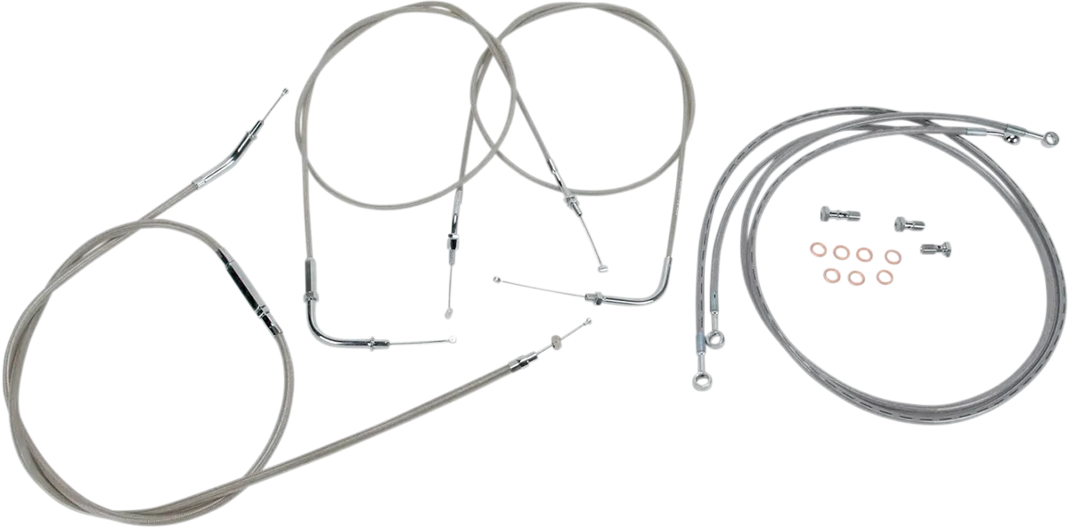 BARON Stainless Handlebar Cable/Line Kit - Fits 15"-17" - '04-'07 Roadstar