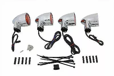 Chrome Amber Lens Turn Signal Kit for Harley Davidson by V-Twin