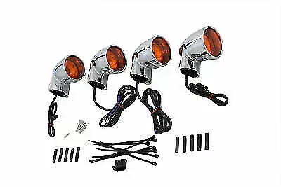 Chrome Amber Lens Turn Signal Kit for Harley Davidson by V-Twin