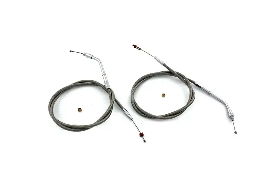 Stainless Steel Throttle and Idle Cable Set for Harley Davidson by V-Twin