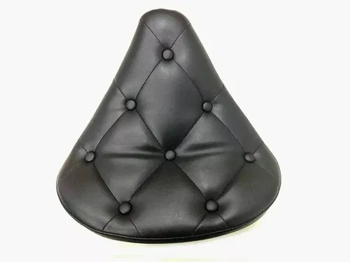 Black Vinyl Solo Seat with Buttons for Harley Davidson by V-Twin