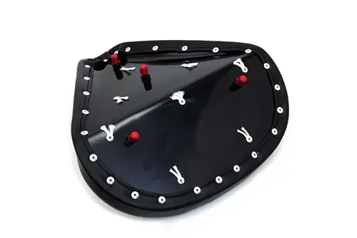 Black Vinyl Solo Seat with Buttons for Harley Davidson by V-Twin