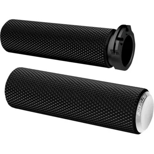 Arlen Ness Chrome Knurled Fusion Grips For Harley with Dual Cable Throttle