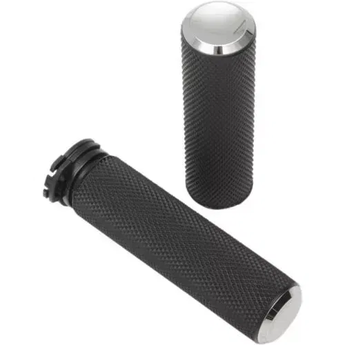 Arlen Ness Chrome Knurled Fusion Grips For Harley with Dual Cable Throttle