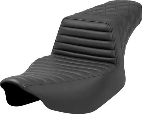 SADDLEMEN Step-Up Fits Seat - Front Tuck-n-Roll/Rear Lattice - Black - Extended