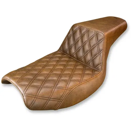 Saddlemen Lattise Stitch Step Up Gripper Seat fits Harley FXR Models Brown