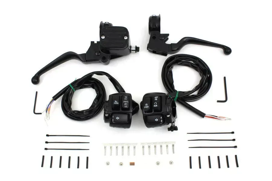 11/16" Handlebar Control Kit Black for 1996-2006 Dual Disc Harley Davidson