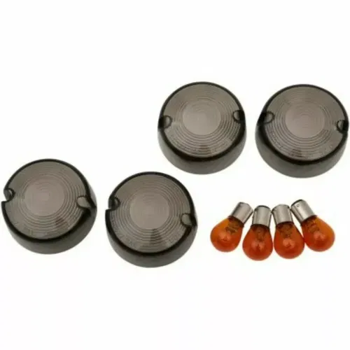 Smoke Smoked Turn Signal Lens & Bulb Kit for Harley Sportster Dyna FXR Softail