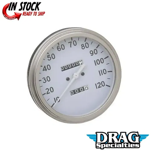 Drag Specialties DS-243877 White 5" FL-Style 2240:60 Speedometer for 36-40