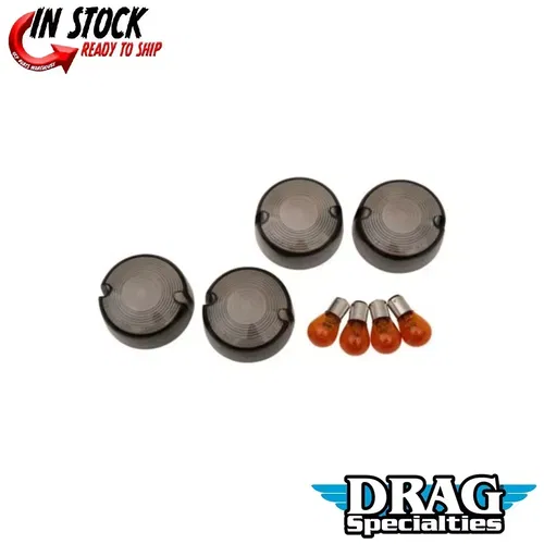 Smoke Smoked Turn Signal Lens & Bulb Kit for Harley Sportster Dyna FXR Softail