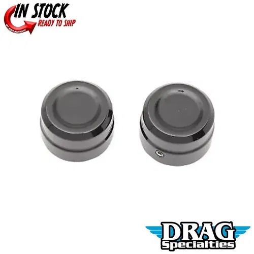 Drag Specialties 0214-0831 Black Billet Front Axle Caps for 08-22 Sportster
