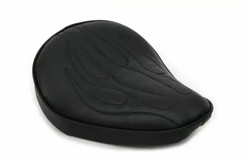 Black Solo Seat with Flame Stitch for Harley Davidson by V-Twin