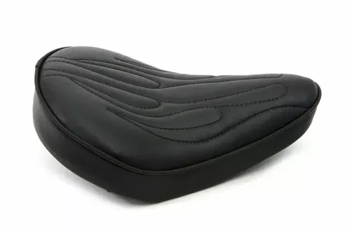 Black Solo Seat with Flame Stitch for Harley Davidson by V-Twin
