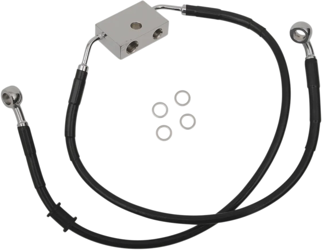 DRAG SPECIALTIES Brake Line - Front - Fits +2" - Black - XL 614743-2BLK