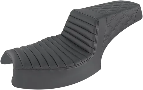 SADDLEMEN Step-Up Fits Seat - Front Tuck-n'-Roll/Rear Lattice Stitch - Black -