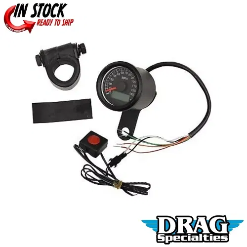 Drag Specialties Matte Black Programmable Mini Electronic Speedometer 2210-0259