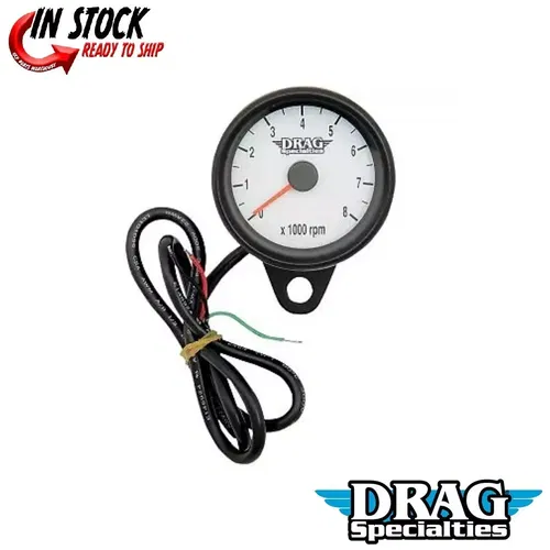 Drag Specialties 2211-0126 2.4" White Backlit Mini Electronic Tachometer