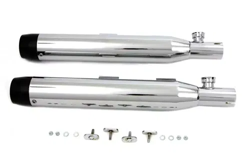 Chrome Slip On Muffler Set With Black Tips fits Harley Davidson 30-1282