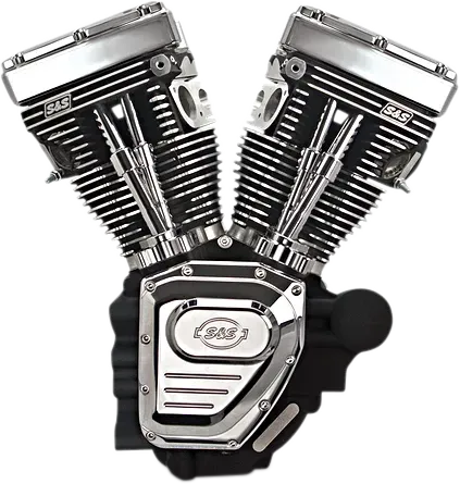 S&amp;S CYCLE T124 Long Block Engine - Wrinkle Black And Chrome - Fits Touring
