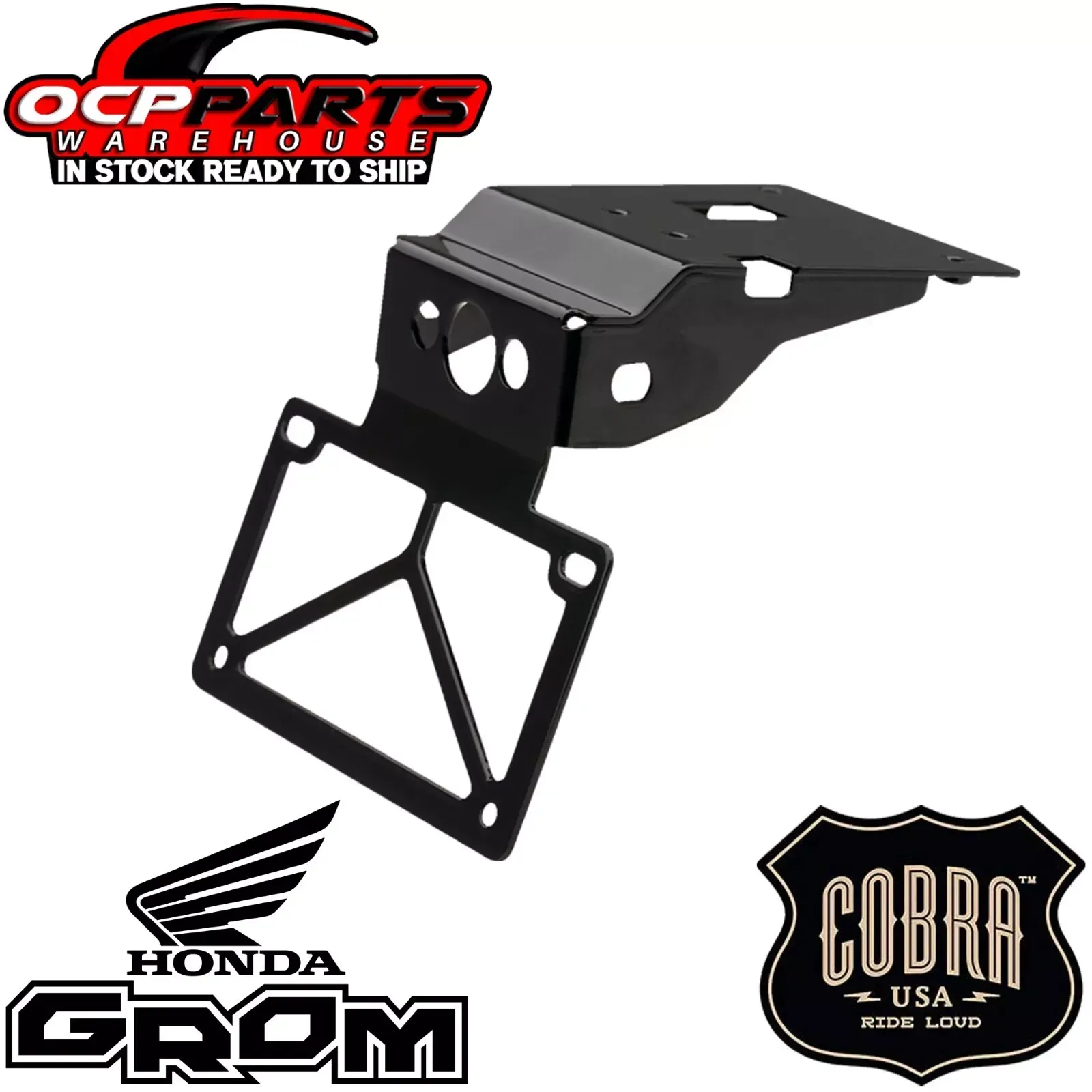 NEW COBRA USA BLACK LICENSE PLATE RELOCATOR 2022 - 2023 HONDA GROM MSX125