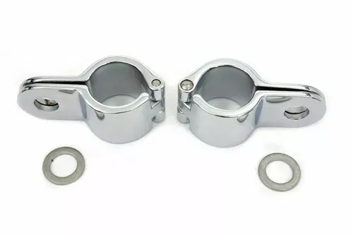Chrome 1-1/8  Footpeg Mount Clamp Set for Harley Davidson by V-Twin