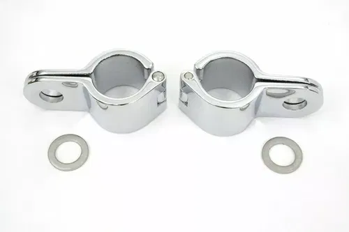 Chrome 1-1/8  Footpeg Mount Clamp Set for Harley Davidson by V-Twin