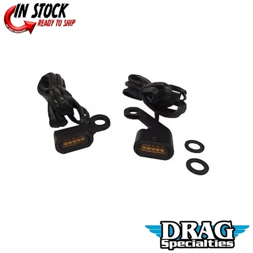 Drag Specialties Black Amber LED Handlebar Marker Lights for 09-17 Touring