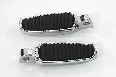 Chrome Footpeg Set with Rubber Inlay for Harley Davidson by V-Twin