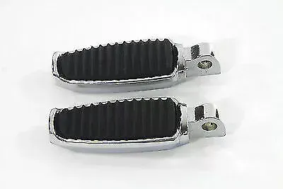 Chrome Footpeg Set with Rubber Inlay for Harley Davidson by V-Twin