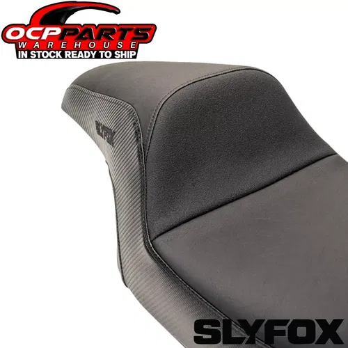 NEW SLYFOX BLACK LOGO SMOOTH VINYL CARBON SEAT FOR MANY HARLEY DAVIDSON MODELS