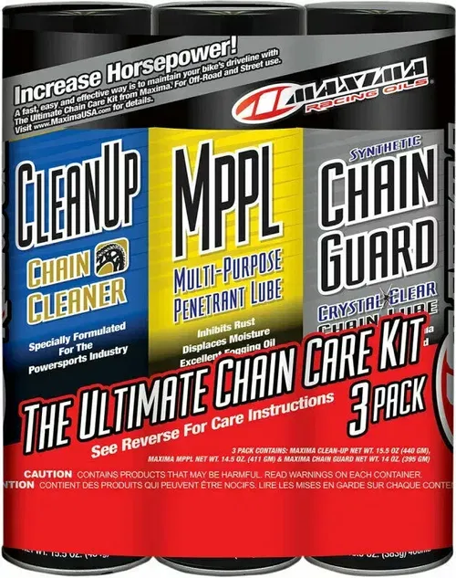 Maxima Racing Oil Motorcycle Chain Care Kit Bundle: Clean Up MPPL & Chain Guard