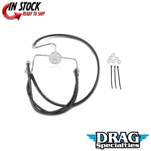 Drag Specialties 1741-2524 Extended Length Black Vinyl Front Brake Line Kit +8"