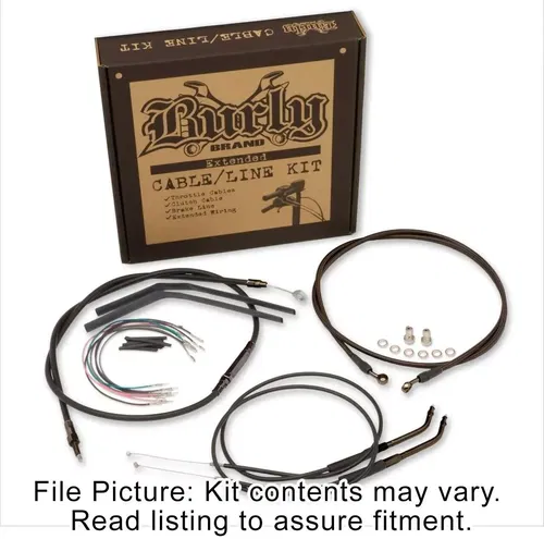 Burly Black Vinyl Extended Cable Kit for 14" Handlebars Harley FXST 07-10