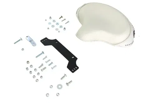 V-TWIN WHITE LEATHER SOLO SEAT KIT HARLEY 2009-UP FLTP / 2022-UP FLHTK 47-0927