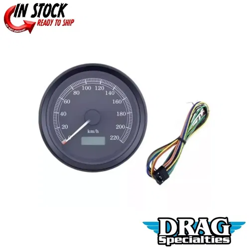 Drag Specialties 3-3/8" Programmable Electronic Speedometer KPH Custom Use