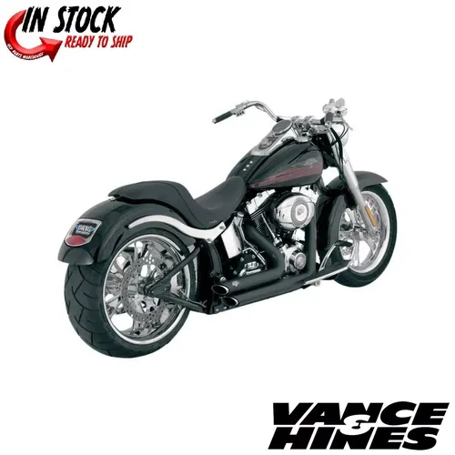 Vance & Hines Black Shortshots Staggered Exhaust for 1986-2011 Harley Softail