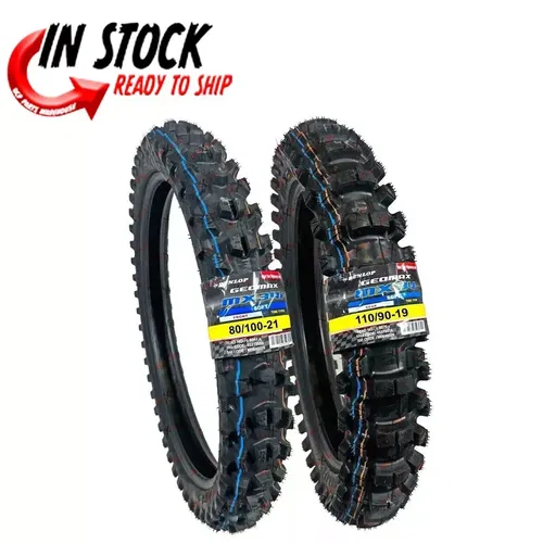 DUNLOP GEOMAX MX34 TIRE SET 80/100-21 + 110/90-19  MX SET STARK MX MODEL