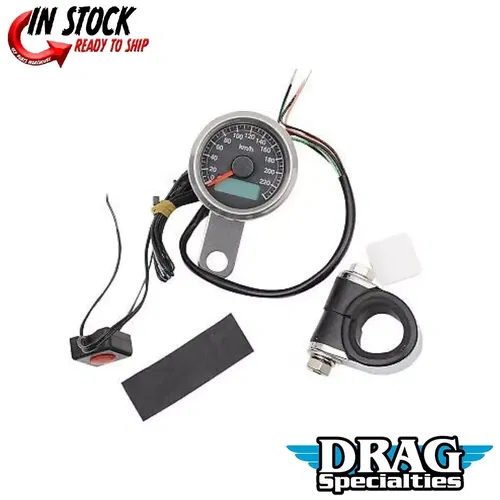 Drag Specialties 2210-0324 Programmable Mini Electronic Speedometer in KPH / KMH