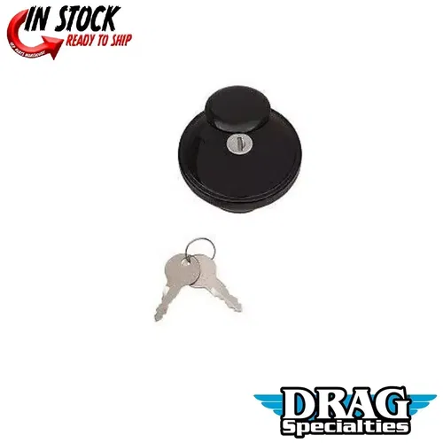 DRAG SPECIALTIES 0703-0816 Black Left Hand Non-Vented Screw-In Locking Gas Cap