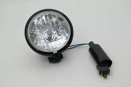 4-1/2" Round Headlamp Black for Harley Davidson by V-Twin
