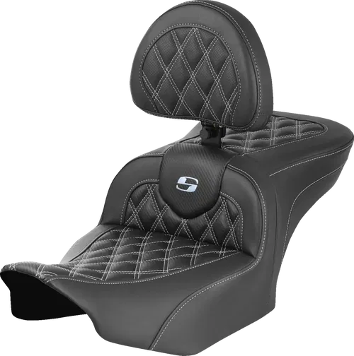 SADDLEMEN RoadSofa* Fits Seat - With Backrest - Carbon Fiber - Lattice Stitch -