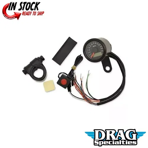 Drag Specialties 2210-0420 Black 1-7/8" Mini Programmable Electronic Speedometer