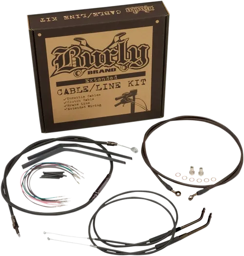 BURLY BRAND Jail Bar Cable Kit - Fits 12" Handlebars - Black Vinyl - '07-'13 XL