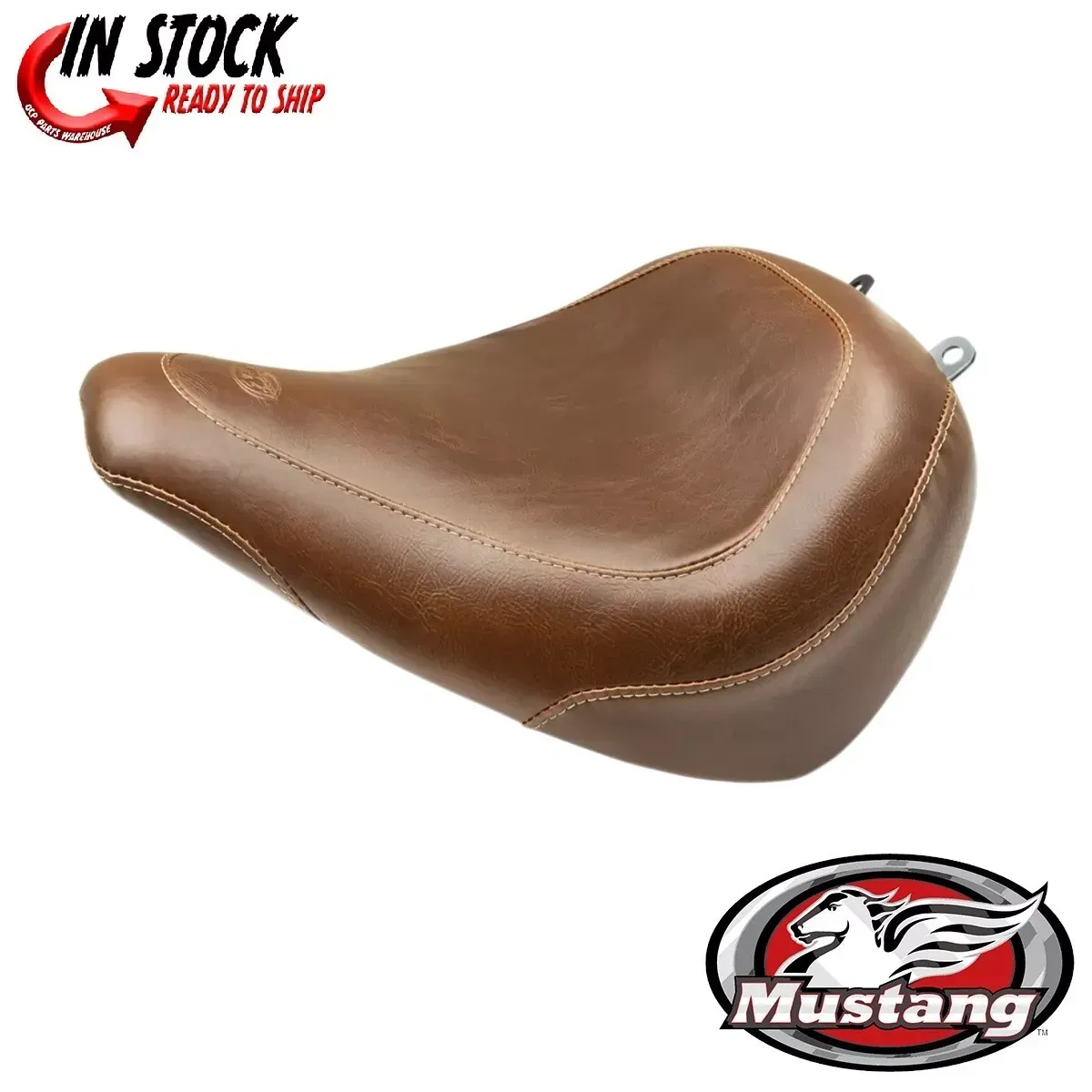 Mustang Wide Tripper Solo Seat Brown Smooth Front - without Backrest 0802-1255