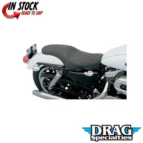 Drag Specialties Predator 2-Up Flame Stitch Black Seat for Sportster 04-20