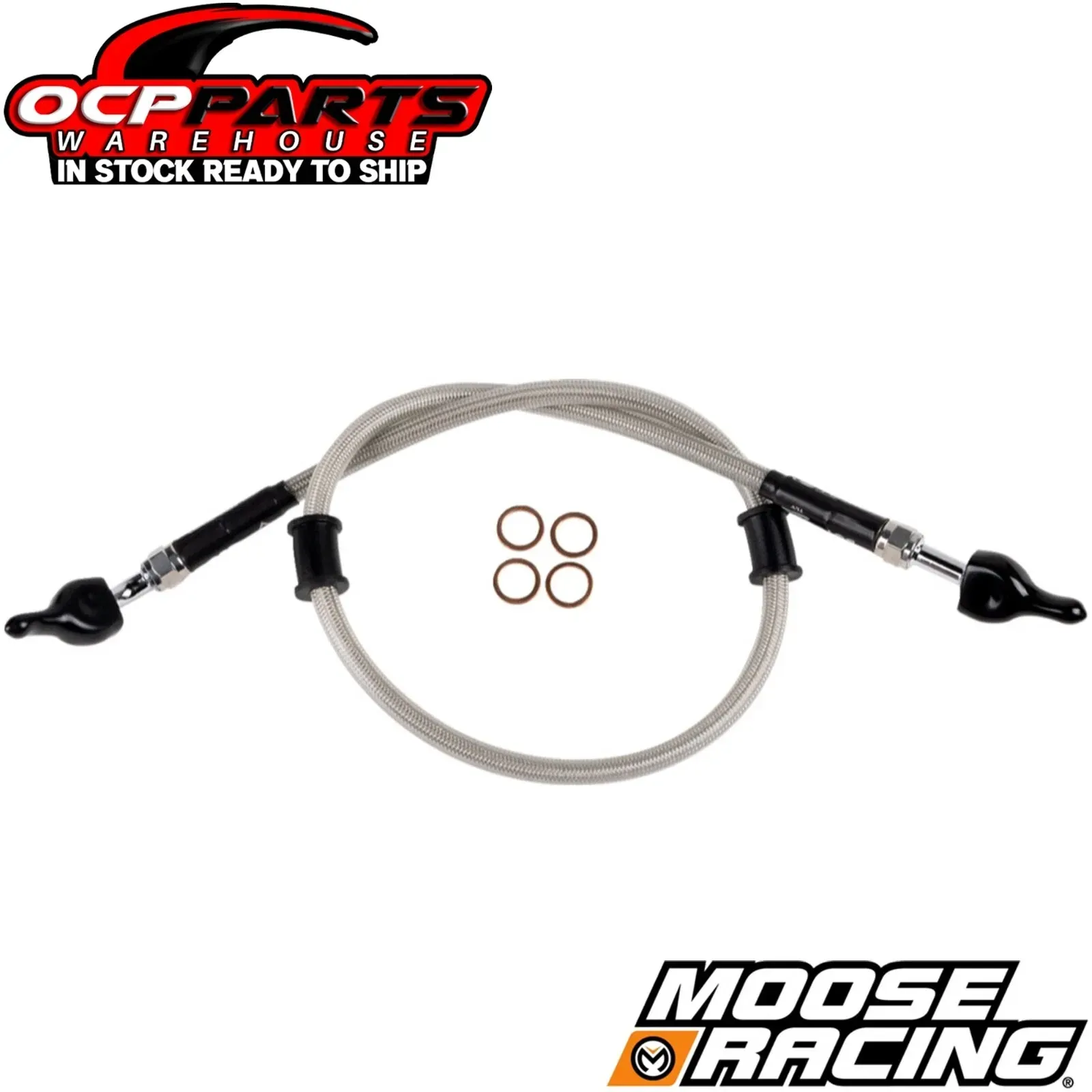 Moose Racing Stainless Steel Braided Brake Line 2020-2023 Kawasaki KLX 230 230S