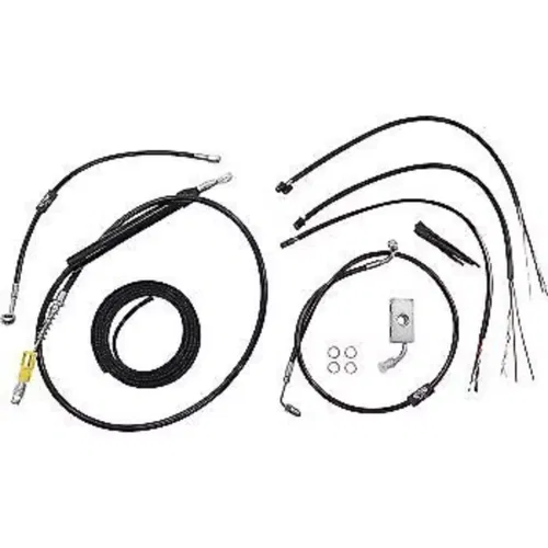 LA CHOPPERS LA-8155KT2-16B Black Vinyl Braided Handlebar Cable/Brake Kit 15-17"