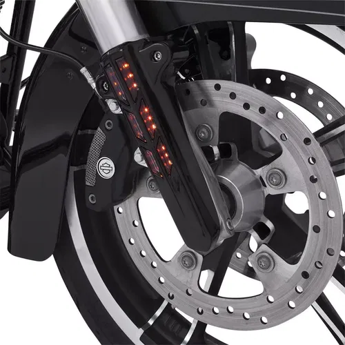 CIRO Forkini Lower Fork Leg Covers Black w/ Amber LED Run/Turn Lights 43003
