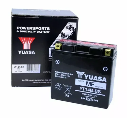 Yuasa YT14B-BS AGM Fresh Pack 12 Volt Battery YT14BBS