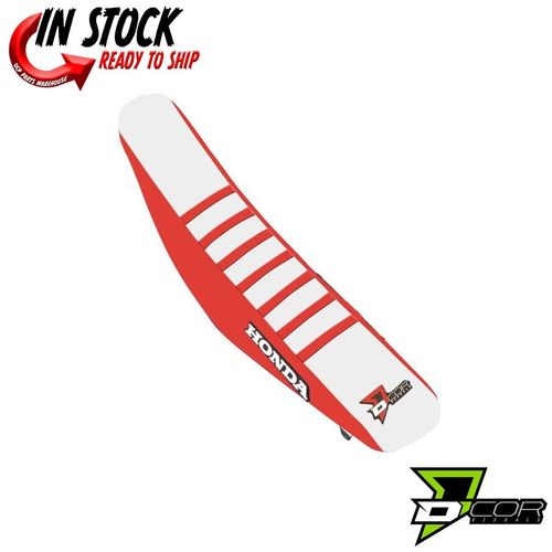 D'COR Seat Cover Red/White, Red Ribs Honda CRF250 18-21 CRF450 17-20